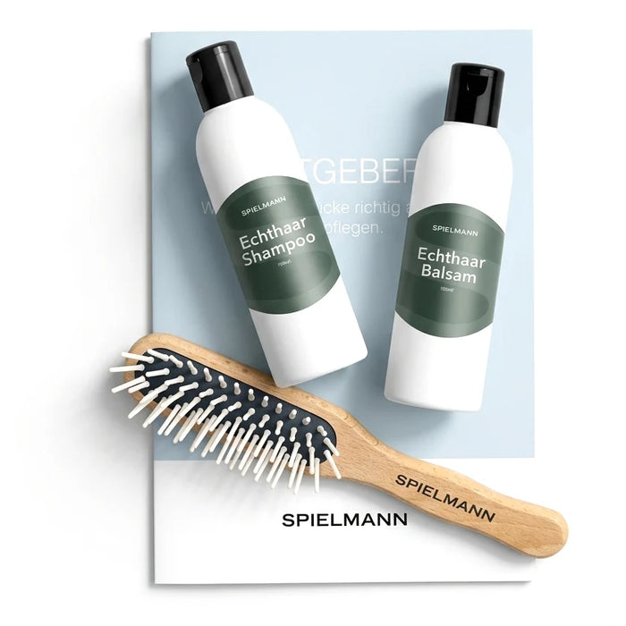 Rundum-Pflegeset: Shampoo, Balsam, Bürste und Ratgeber